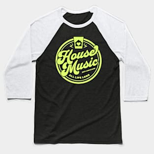 HOUSE MUSIC  - Circle Heart House Logo (Lime) Baseball T-Shirt